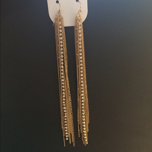 Danglingly gold and sparkle earrings - Picture 2 of 4